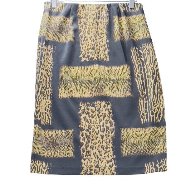 CARMEN MARC VALVO Women's Leopard Print Pencil Skirt Polyester Stretch Size S - Picture 6 of 12